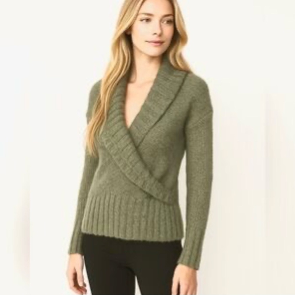 Ann Taylor LOFT Wool Alpaca Blend Sweater Shawl Collar Pullover Large - Picture 1 of 9